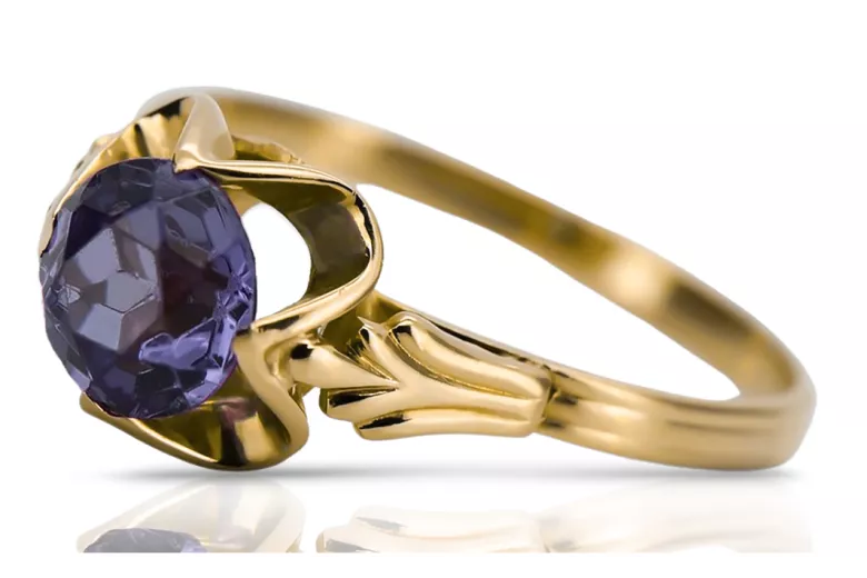 Александрит 14-кв Желтое золото Кольцо Винтаж стиль vrc023y